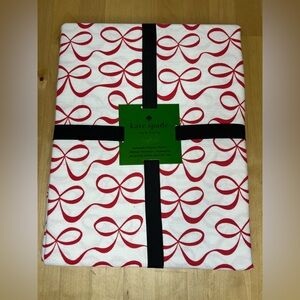 Kate Spade Tablecloth Christmas Valentines Red Bows New 60” X120” Cotton